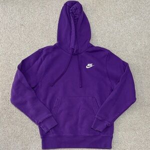 Nike Men's Purple Crewneck Hoodie with White Swoosh